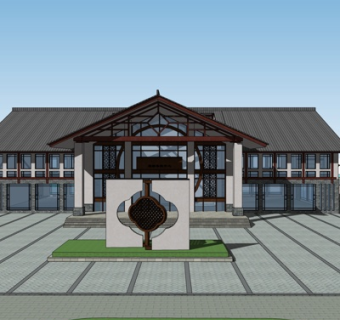 新中式会所su模型