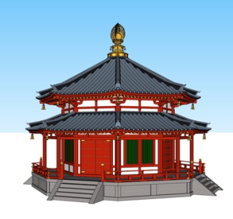 中式塔楼su模型