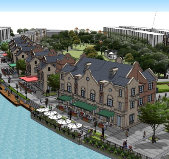 欧式沿街商业建筑su模型