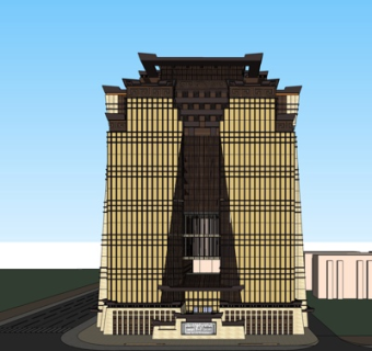 新中式办公楼su模型