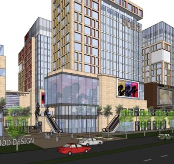 现代商业街su模型