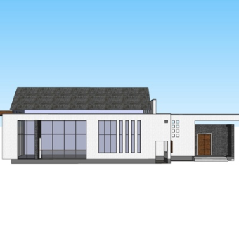 新中式建筑外观su模型