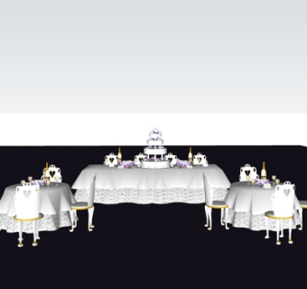 欧式聚会餐桌su模型