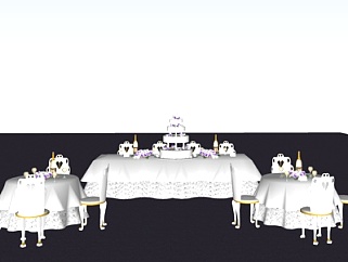 欧式聚会餐桌su模型