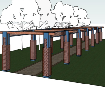 新中式廊架su模型