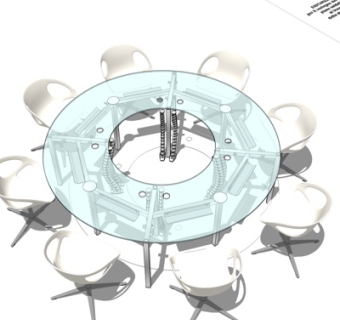 现代圆形餐桌su模型