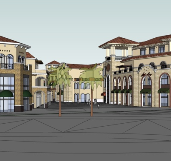 欧式商业街su模型