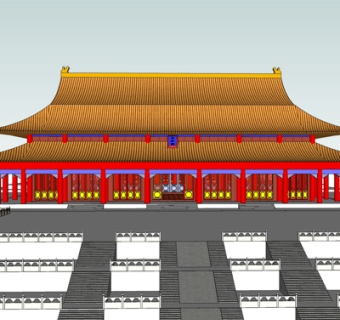 中式殿宇su模型
