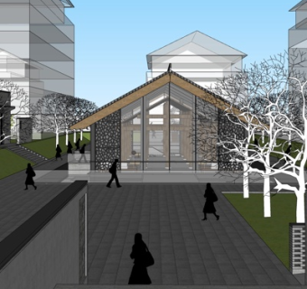 新中式建筑外观su模型