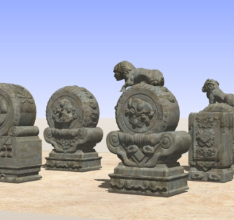 中式石鼓su模型