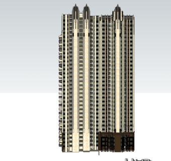 新古典高层公寓楼su模型
