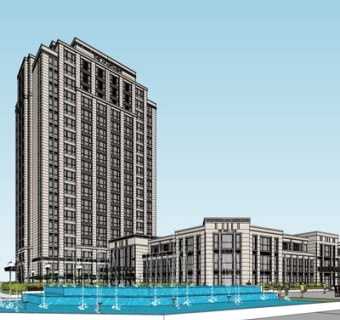 新古典沿街商业建筑su模型