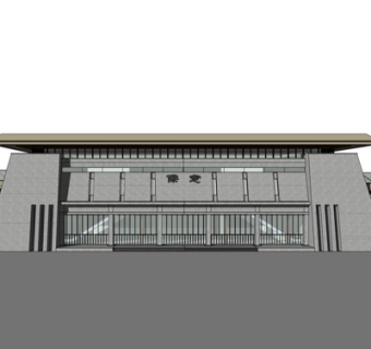 新中式建筑外观su模型