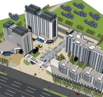 现代办公楼su模型