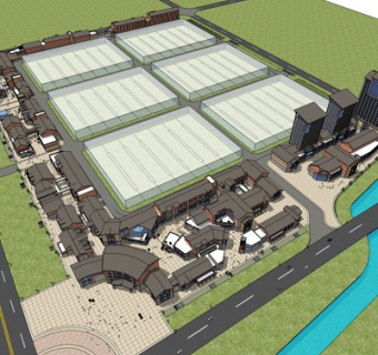 现代商业街su模型