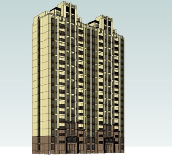 新古典高层公寓楼su模型