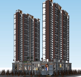 现代公寓楼su模型