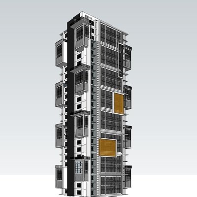 现代公寓楼su模型