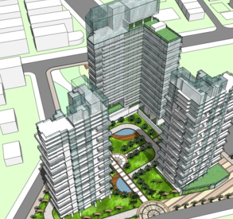 现代公寓楼su模型