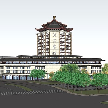 新中式<em>沿街</em>商业建筑su模型