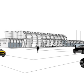 现代车站su模型