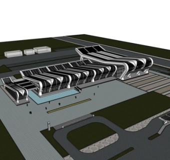现代车站su模型