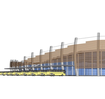 现代车站su模型