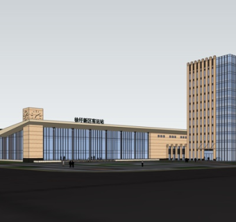 现代客运站su模型