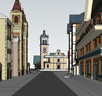 欧式商业街su模型