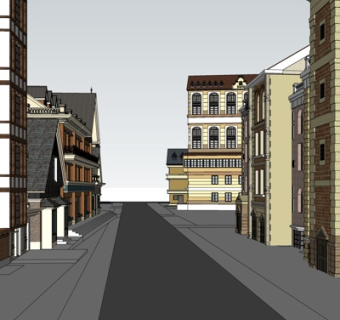 欧式商业街su模型