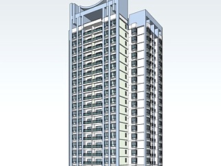 现代公寓楼su模型