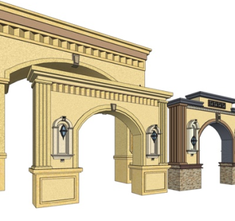 欧式门头构件su模型