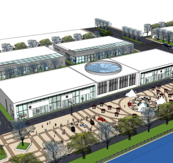 现代沿街商业建筑su模型