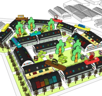 现代幼儿园su模型