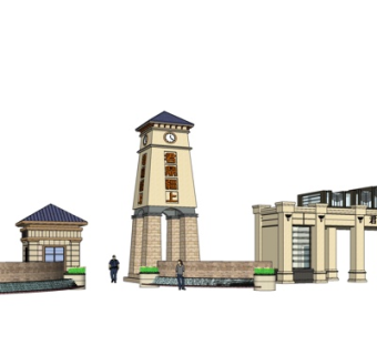 欧式塔楼su模型