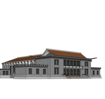 新中式会所su模型