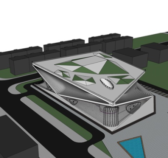 现代办公楼su模型