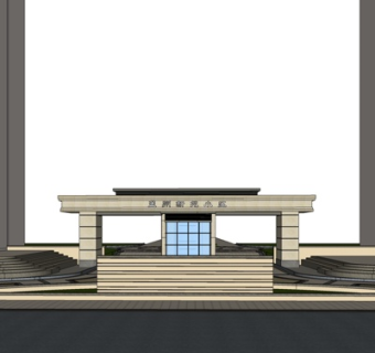现代小区入户门su模型