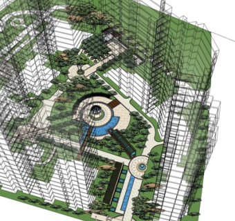 现代广场su模型