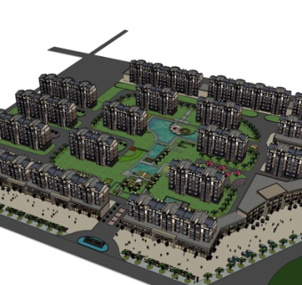 现代公寓楼su模型