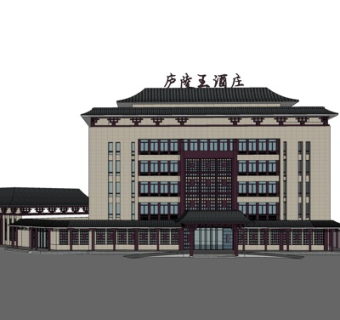 新中式酒店su模型