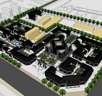 新中式沿街商业建筑su模型