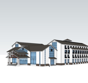 新中式酒店su模型