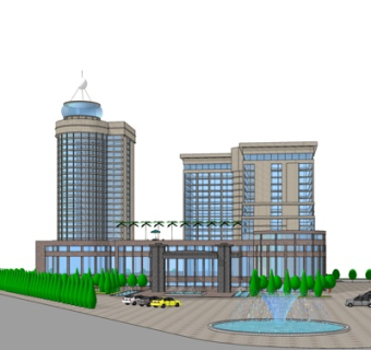 现代办公楼su模型