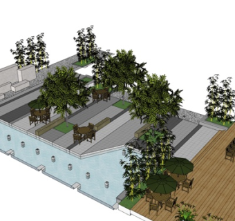 现代休闲桌椅su模型