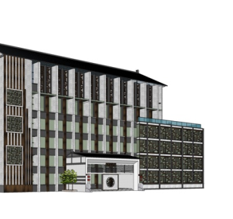 新中式公寓楼su模型