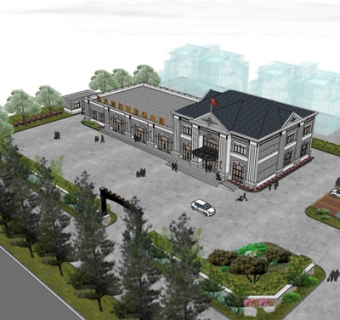 欧式办事中心su模型