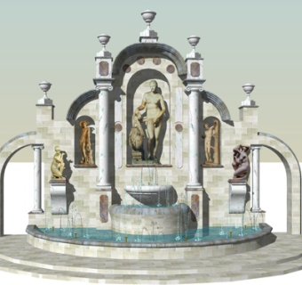 新古典景观喷泉su模型