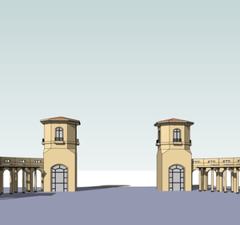 现代园林入口su模型