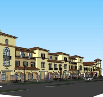 欧式沿街商业建筑su模型